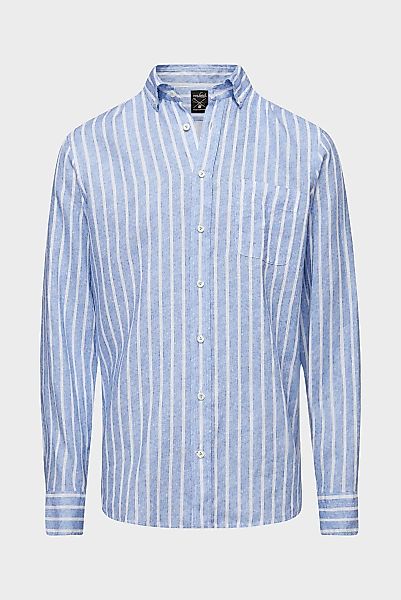Button-Down-Hemd aus Leinen mit Streifendruck Blau günstig online kaufen