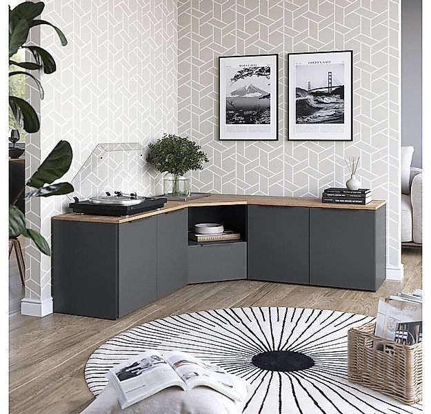 Vicco Wohnwand Wido, Anthrazit/Sonoma, 3 Teile, (3-St) günstig online kaufen