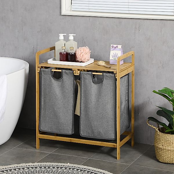 HOMCOM Wäschekorb  Wäschebox mit 2 abnehmbaren Wäschesäcken, Wäschesammler günstig online kaufen