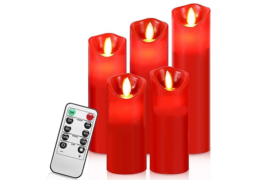 Clanmacy LED-Kerze 5er Set LED Kerzen Weihnachtsdeko Flammenlose Timer Fern günstig online kaufen