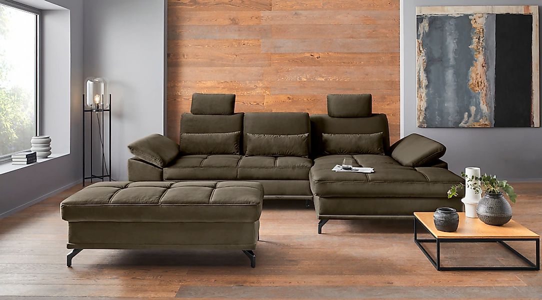 Places of Style Ecksofa Costello, mit Sitztiefenverstellung und Armlehnfunk günstig online kaufen