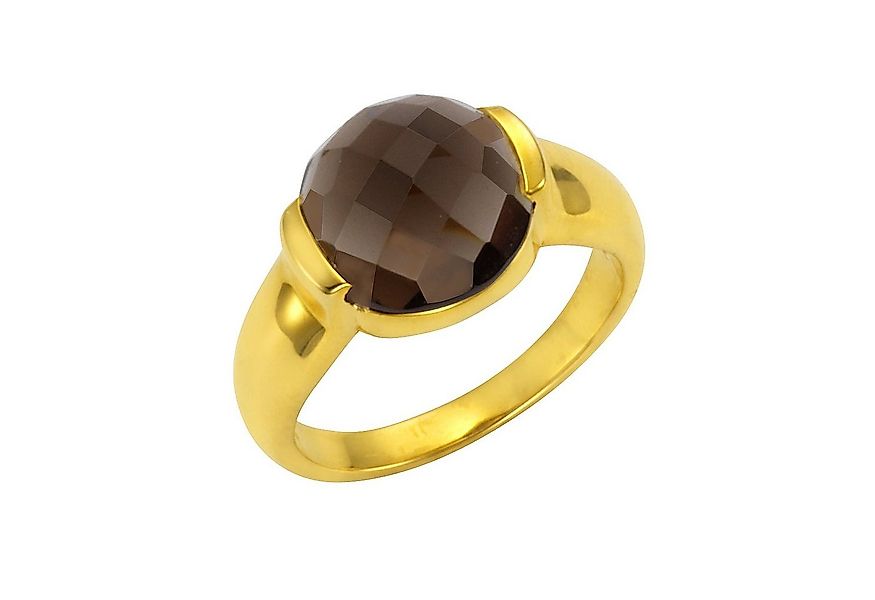 Jamelli Fingerring 925 Silber vergoldet Rauchquarz 12mm günstig online kaufen