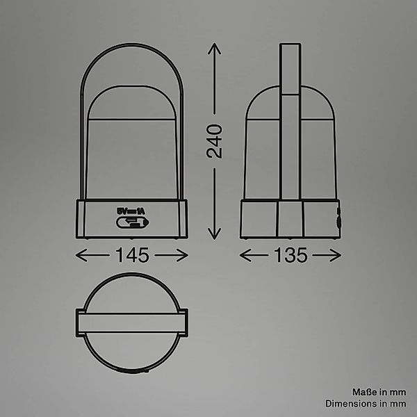 LED-Akku-Tischlampe ASA BIG, anthrazit/braun Höhe 24 cm IP44 günstig online kaufen