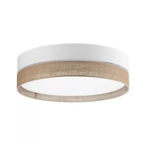 Deckenlampe Modern Jute Stoff rund Ø 60 cm Braun Weiß günstig online kaufen