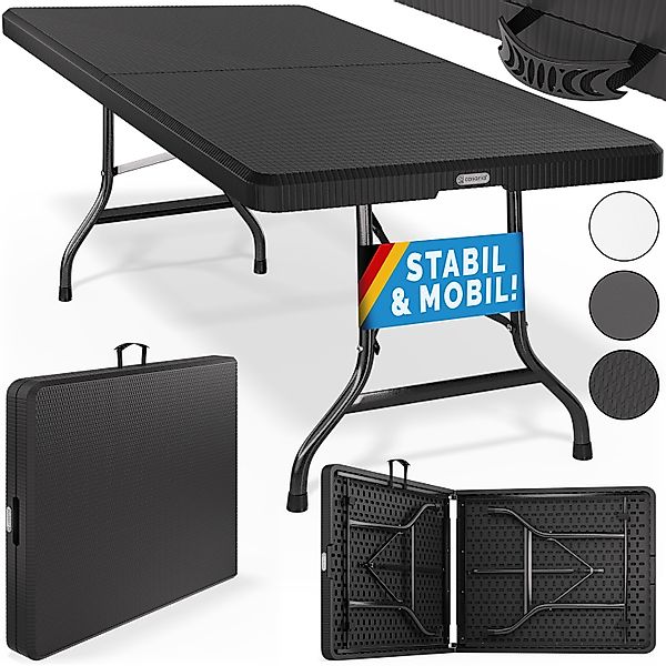 Gartentisch Schwarz Rattan-Look 180x75x73cm klappbar günstig online kaufen