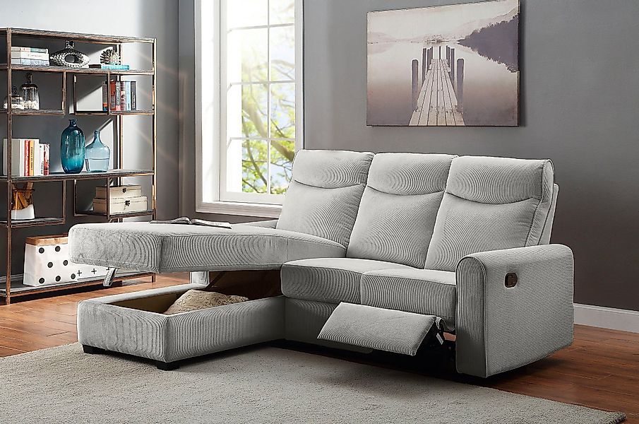 ATLANTIC home collection Ecksofa "Gero L-Form", mit Relaxfunktion und Staur günstig online kaufen