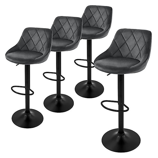 ML-Design Barhocker 4Er Set aus Samt Grau mit Rückenlehne Drehbar günstig online kaufen