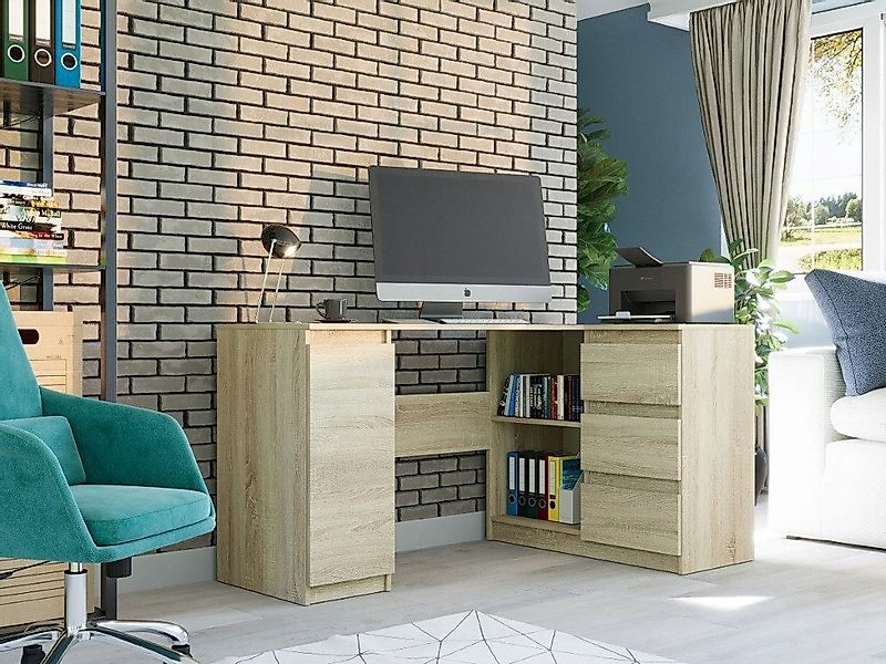 Home Collective Eckschreibtisch mit 3 Schubladen, günstig online kaufen