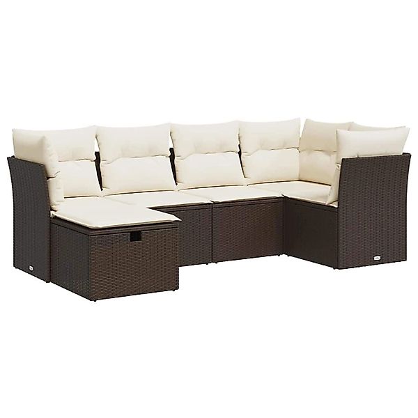 vidaXL 6-Tlg Garten-Sofagarnitur mit Kissen Braun Poly Rattan 3325289 günstig online kaufen