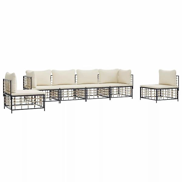 Vidaxl 6-tlg. Garten-lounge-set Mit Kissen Anthrazit Poly Rattan günstig online kaufen