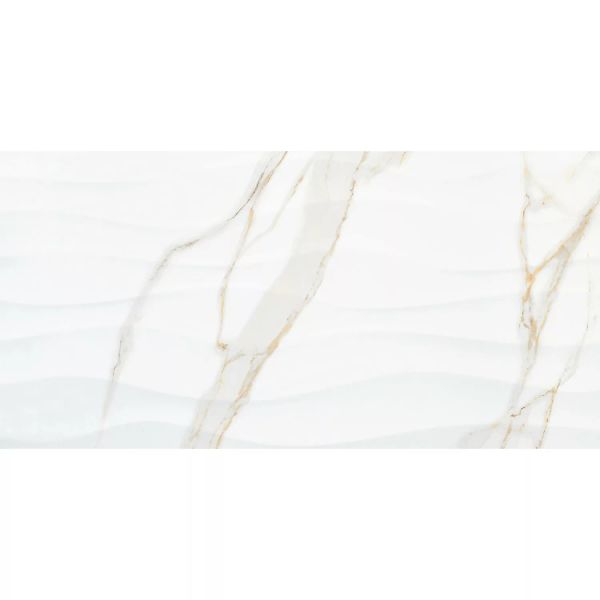 Wandfliese Calacatta Wave Feinsteinzeug Weiß-Gold Glasiert 30 x 60 x 1 cm günstig online kaufen