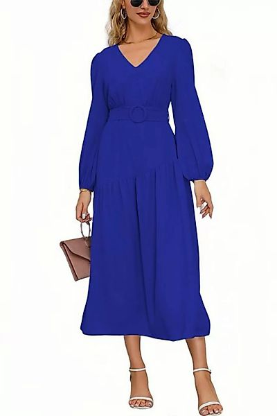 B.X Abendkleid Damen V-Ausschnitt Langärmeliges Kleid Hohe Taille Abendklei günstig online kaufen