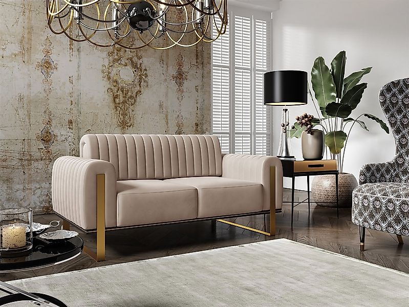 Fun Möbel 2-Sitzer Sofa Designersofa VALERIE in Stoff Elisa Velvet, auch im günstig online kaufen