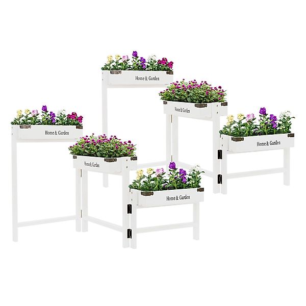 ML-Design 2Er Set Blumenständer mit 3 Etagen Weiß Holz Blumenkasten 32x16x7 günstig online kaufen