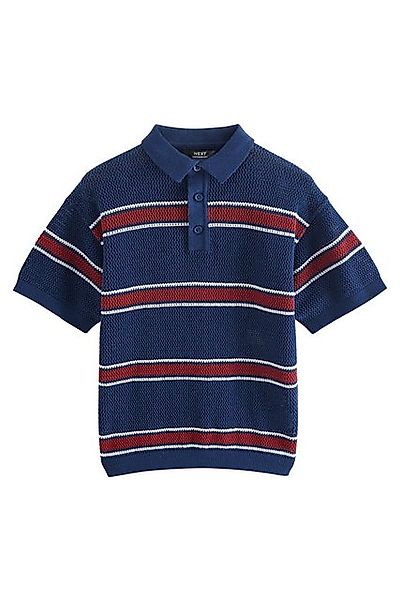 Next Polokragenpullover Gestreiftes Kurzarm-Polohemd in Strickoptik (1-tlg) günstig online kaufen