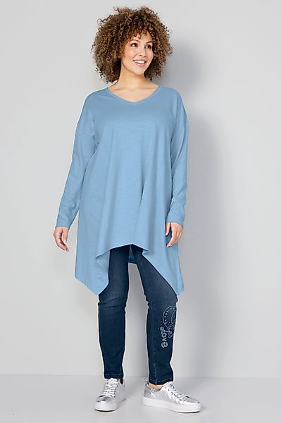 MIAMODA Longsleeve T-Shirt oversized V-Ausschnitt Langarm günstig online kaufen