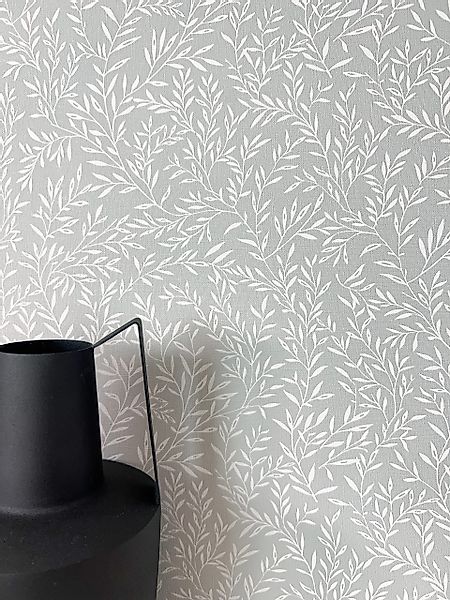 Newroom Vliestapete, Grau Tapete Floral Zweige günstig online kaufen