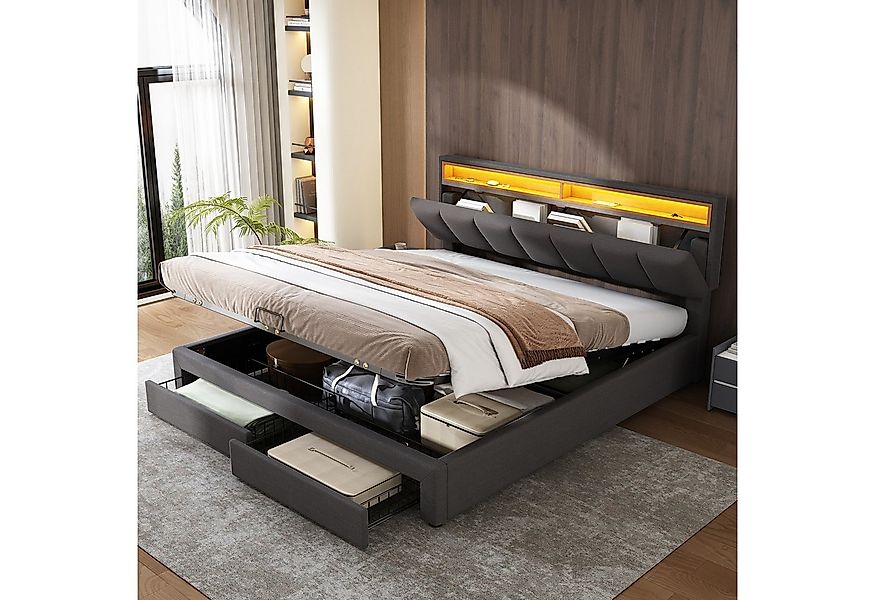 STILVORA Polsterbett Doppelbett 180×200cm mit Bettkasten,Funktionsbett mit günstig online kaufen