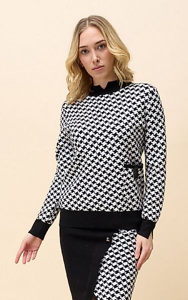 Passioni Strickpullover mit Hahnentritt-Muster günstig online kaufen