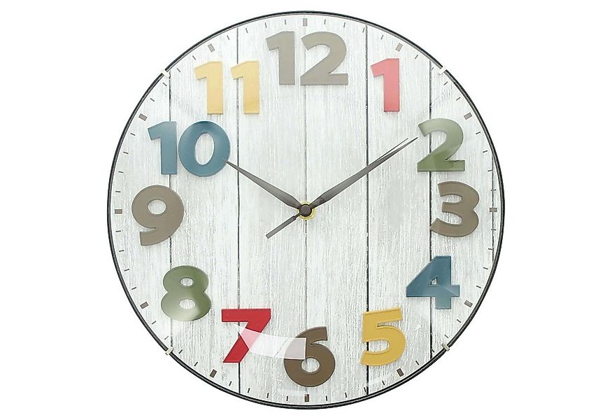 Dekoleidenschaft Wanduhr "Bunt" Ø 30 cm groß, in Holz Optik grau, moderne U günstig online kaufen