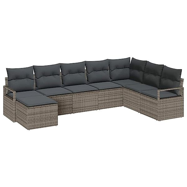 vidaXL Garten-Sofa-Set 8-Tlg Grau Poly Rattan 3346499 günstig online kaufen