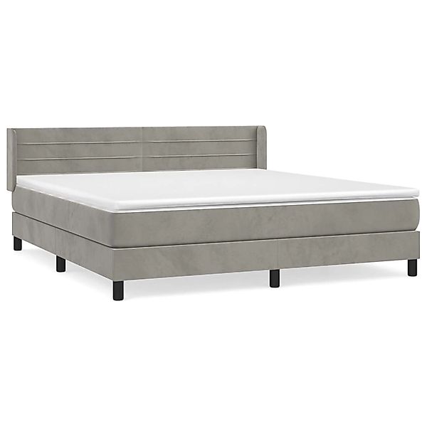 vidaXL Boxspringbett Boxspringbett mit Matratze Hellgrau 160x200 cm Samt Be günstig online kaufen