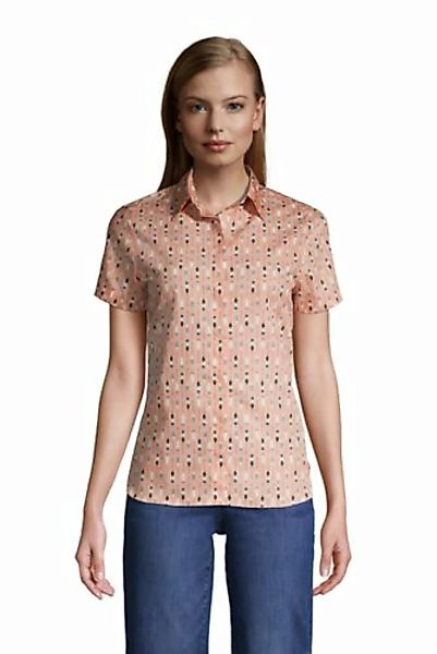 Gemusterte Supima Bügelfrei-Bluse, kurze Ärmel, Damen, Größe: XS Normal, Or günstig online kaufen
