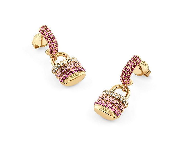 Guess Paar Creolen Damen-Creolen Pave Schloss Goldfarben günstig online kaufen