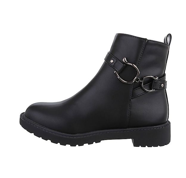 Ital-Design Damen Freizeit Stiefelette Blockabsatz Flache Stiefeletten in S günstig online kaufen