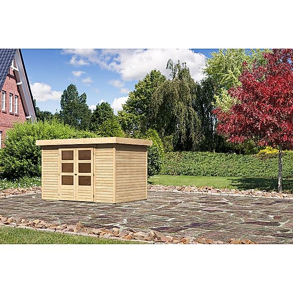 Karibu Holz-Gartenhaus Raala Natur Pultdach Unbehandelt 298 cm x 213 cm günstig online kaufen