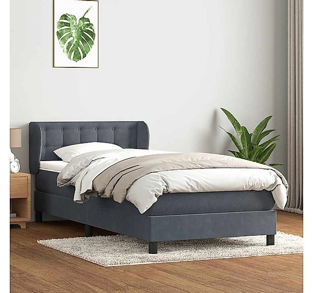 vidaXL Boxspringbett, Boxspringbett mit Matratze Dunkelgrau 80x210 cm Samt günstig online kaufen