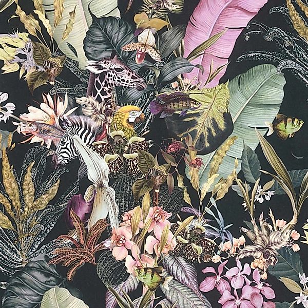 Bricoflor Bunte Tapete Mit Dschungel Tieren Ausgefallen Vliestapete Mit Zeb günstig online kaufen
