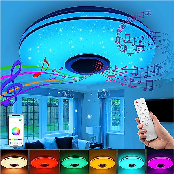 LETGOSPT Deckenleuchte Deckenlampe mit Bluetooth Lautsprecher, günstig online kaufen