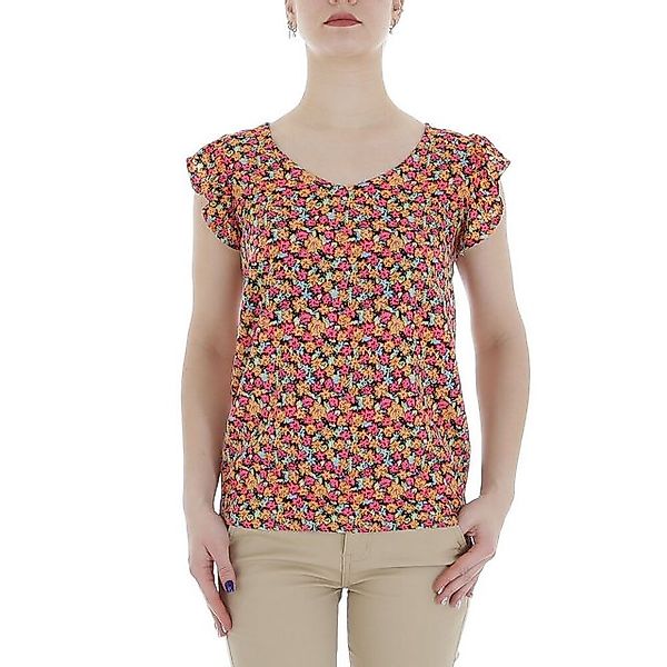 Ital-Design Kurzarmbluse Damen Elegant (85987249) Rüschen Print Top & Shirt günstig online kaufen