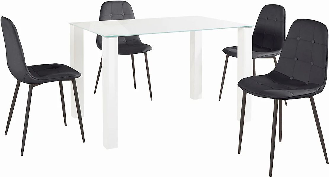 INOSIGN Essgruppe Set, 5 Stk. tlg. mit Glastisch, Breite 120 cm günstig online kaufen
