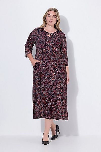 Ulla Popken Maxikleid Jersey-Maxikleid A-Linie Rundhals 3/4-Arm Taschen günstig online kaufen
