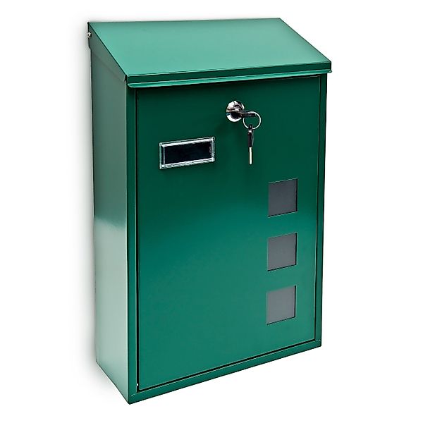 relaxdays Briefkasten 3 Fenster Farbauswahl, Grün günstig online kaufen