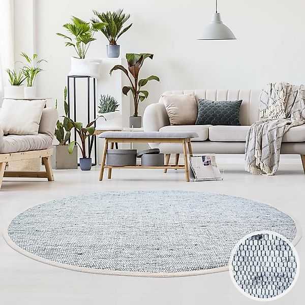 TaraCarpet Wollteppich TaraCarpet Handwebteppich Frankeneck, rund, günstig online kaufen