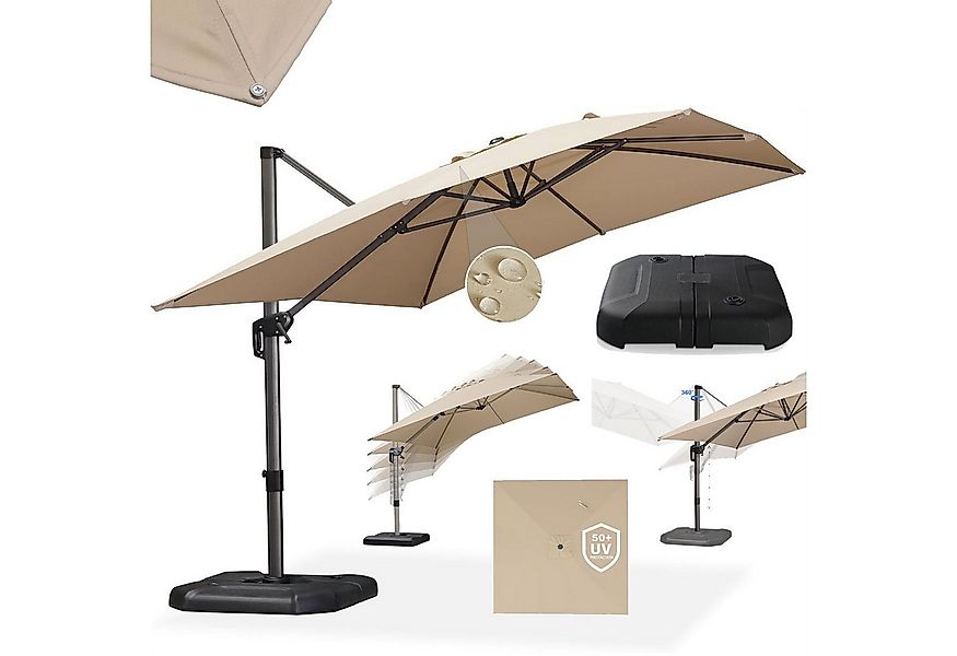 PURPLE LEAF Sonnenschirm Rechteck Alu Außenbereich Ampelschirm mit Schirmst günstig online kaufen