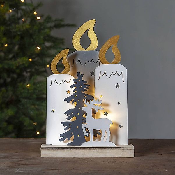 LED-Dekoleuchte Fauna mit Kerzen, Baum und Hirsch günstig online kaufen
