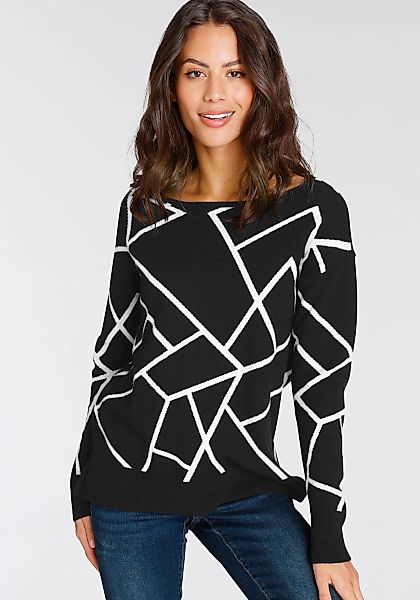 Laura Scott Jacquardpullover mit Rundhalsausschnitt und modischem Muster günstig online kaufen