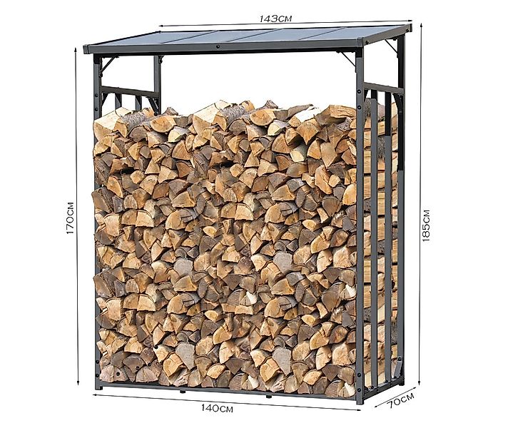 Quick Star Kaminholzregal Kaminholzregal 143x70x185 cm 1,8 m³, BxTxH:143x70 günstig online kaufen