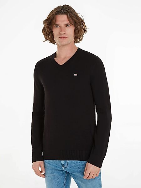 Tommy Jeans Sweatshirt "TJM SLIM V NECK ESSNTL SWEATER", mit Logostickerei günstig online kaufen