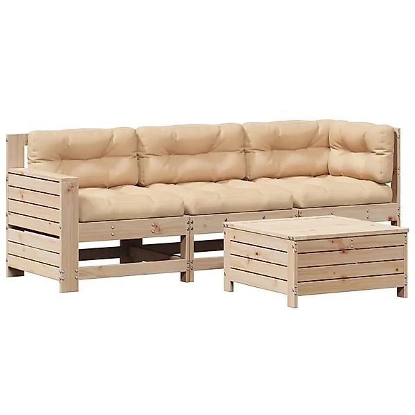 vidaXL 4-Tlg Garten-Lounge-Set mit Kissen Massivholz Kiefer 3250772 günstig online kaufen