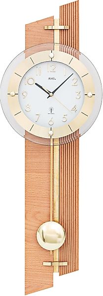 AMS Funk-Pendelwanduhr F5307 (Quarzuhr, Holzgehäuse, Buche,Esszimmer,Wohnzi günstig online kaufen