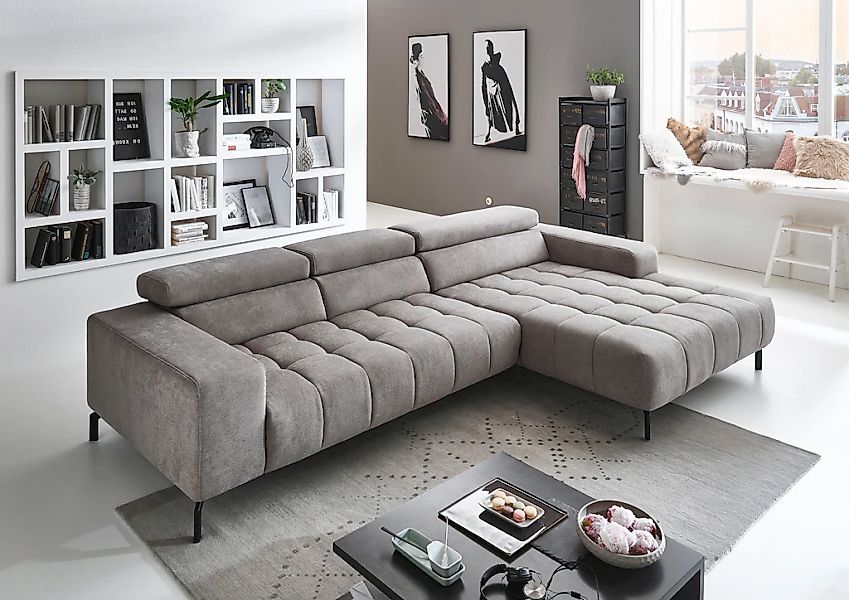 Die PlanBar Ecksofa "MP-IN18022 L-Form" mit Kopfteilverstellung & Zierkisse günstig online kaufen