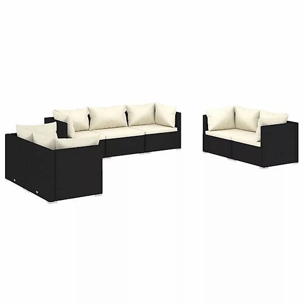 Vidaxl 7-tlg. Garten-lounge-set Mit Kissen Poly Rattan Schwarz günstig online kaufen