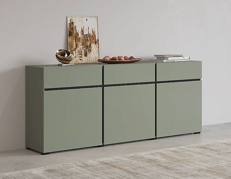 INOSIGN Kommode "Cross,Breite 180 cm, moderne grifflose Kommode,3 Türen/3 S günstig online kaufen