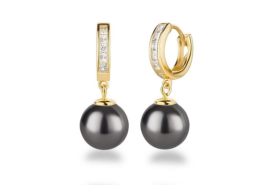 Schöner-SD Perlenohrringe Vergoldete Creolen Ohrhänger mit Perlen 10mm häng günstig online kaufen