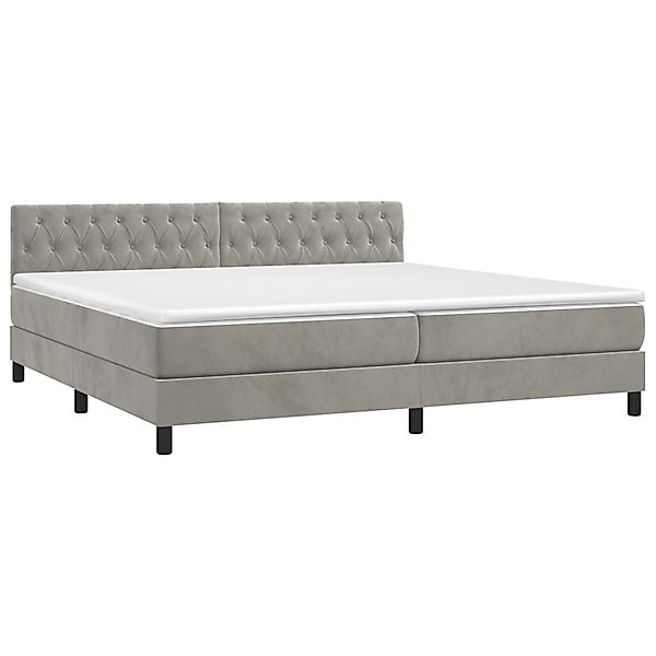vidaXL Boxspringbett mit Matratze & LED Hellgrau 200x200 cm Samt 3134603 günstig online kaufen